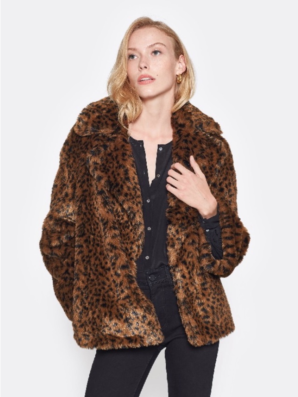 Joie “Kisha” Faux Fur Leopard-Print Teddy Jacket in “Lacquer” - NWT $498